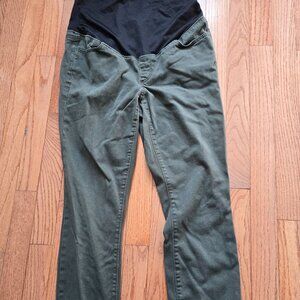 Womens Maternity Size 6 Loft Green Pants with over the belly band
